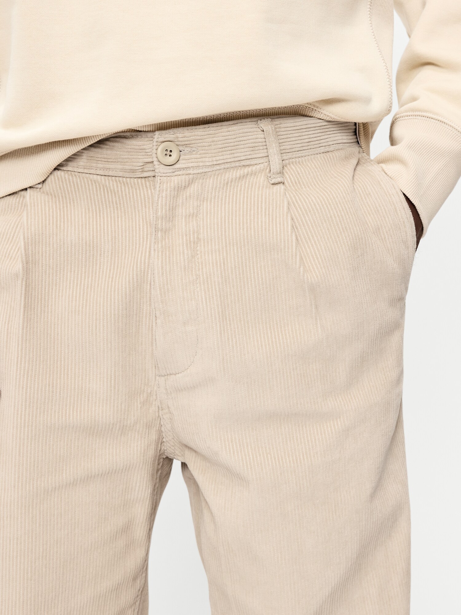Мужские брюки Old Navy 90's Loose Corduroy, цвет: Серо-бежевый — фото 4
