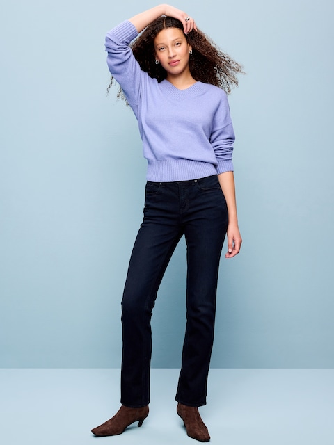 Mid-Rise Straight Leg Jeans