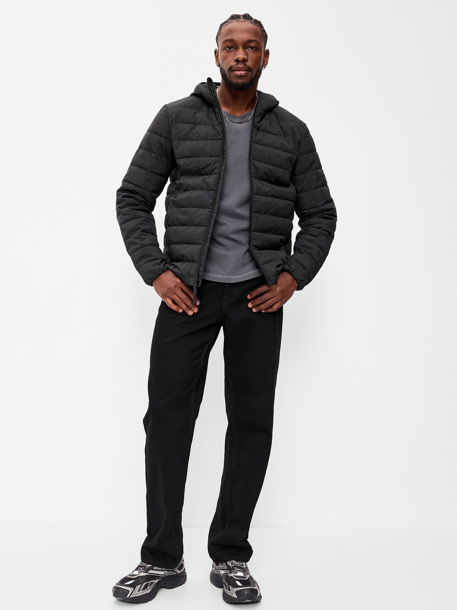 Мужская куртка Old Navy Water-Resistant Narrow Channel, цвет: Чёрный — фото 3