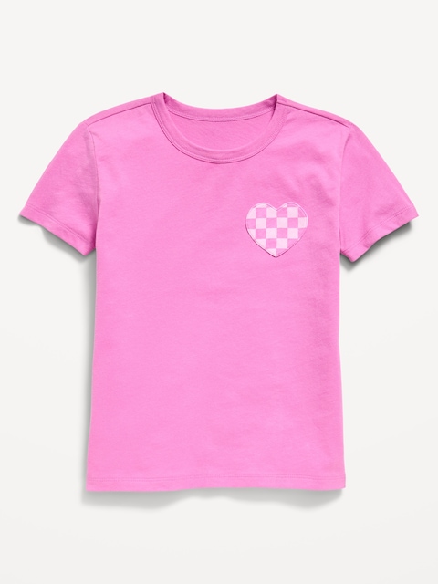 Softest Short-Sleeve Heart-Pocket T-Shirt for Girls