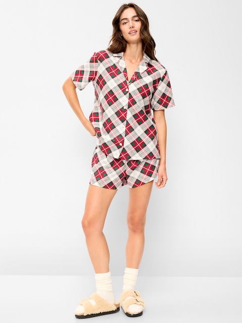 Flannel Pajama Short Set for Women