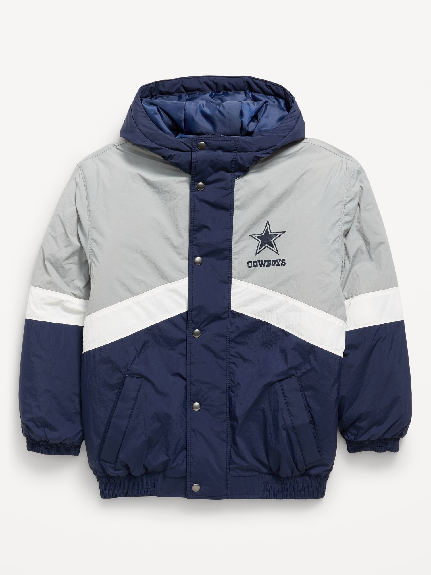 Dallas Cowboys Oversized Crinkled Hooded Jacket for Boys