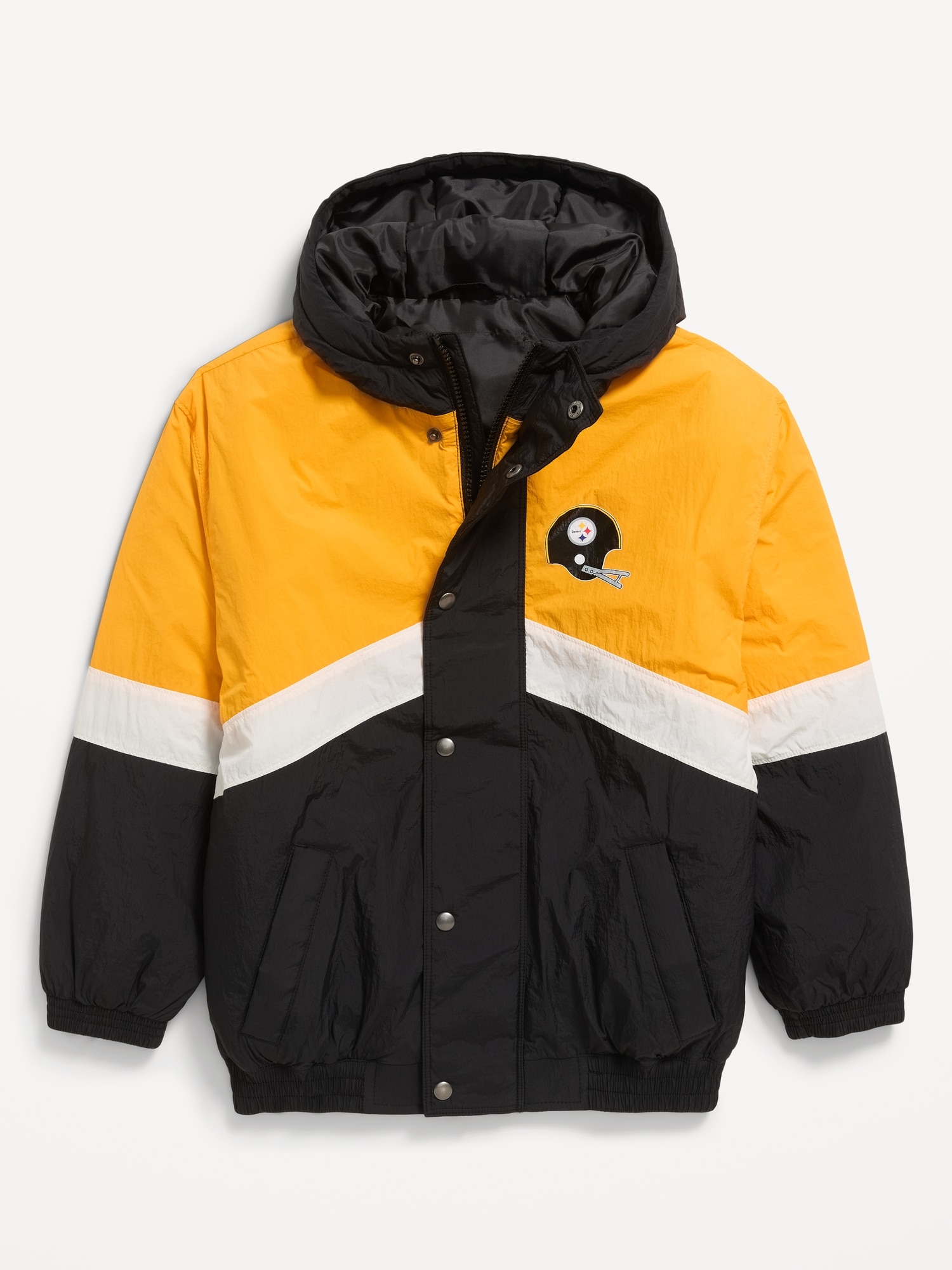 Pittsburgh Steelers Oversized Crinkled Hooded Jacket for Boys