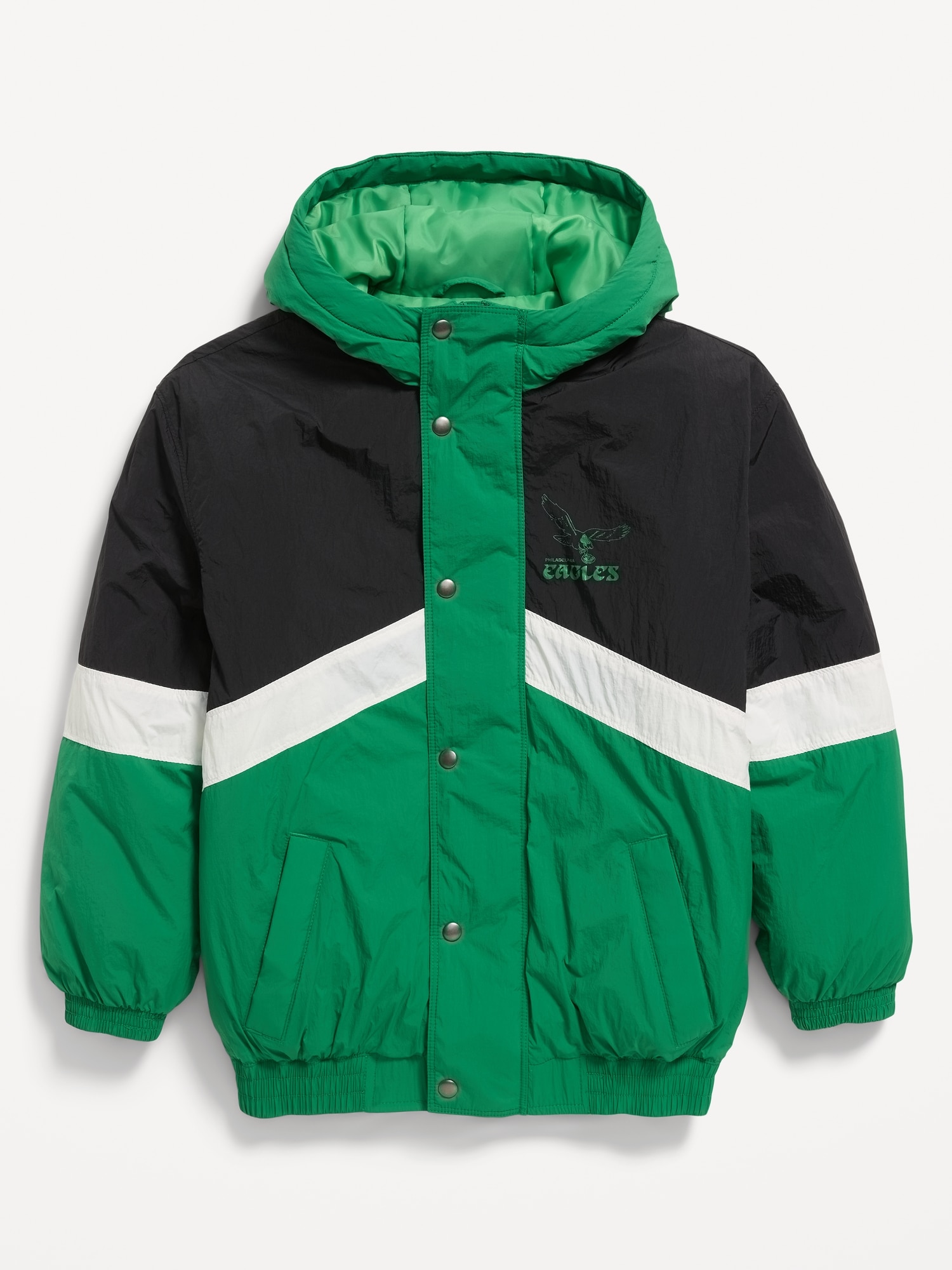 Philadelphia Eagles Oversized Crinkled Hooded Jacket for Boys