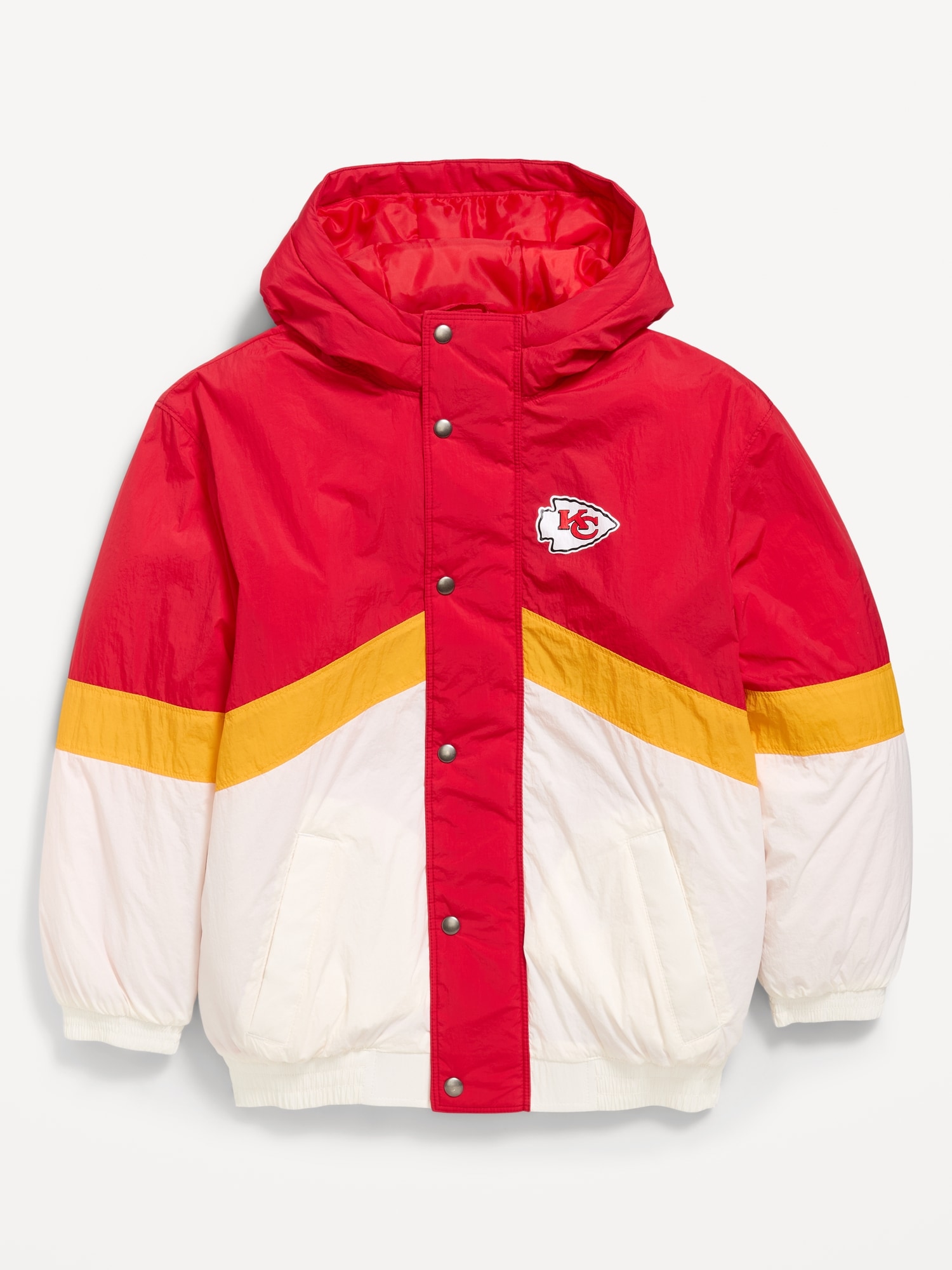Kansas City Chiefs Oversized Crinkled Hooded Jacket for Boys