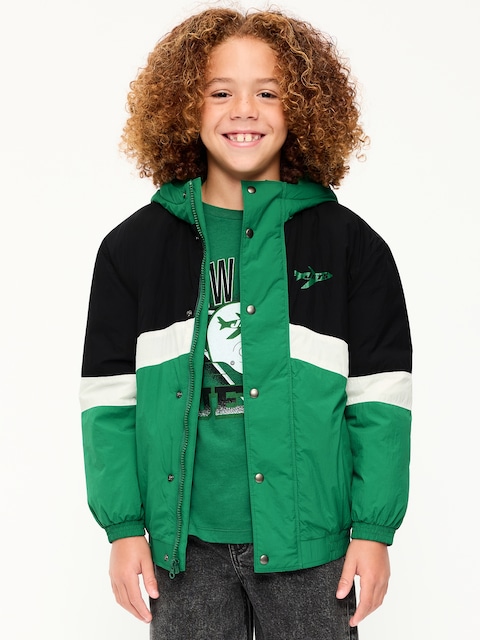 New York Jets Oversized Crinkled Hooded Jacket for Boys