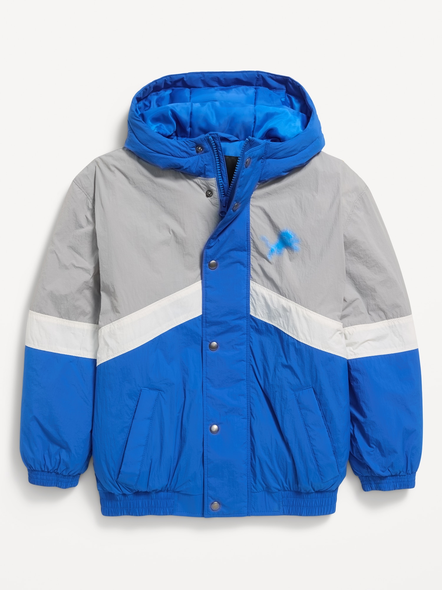 Detroit Lions Oversized Crinkled Hooded Jacket for Boys