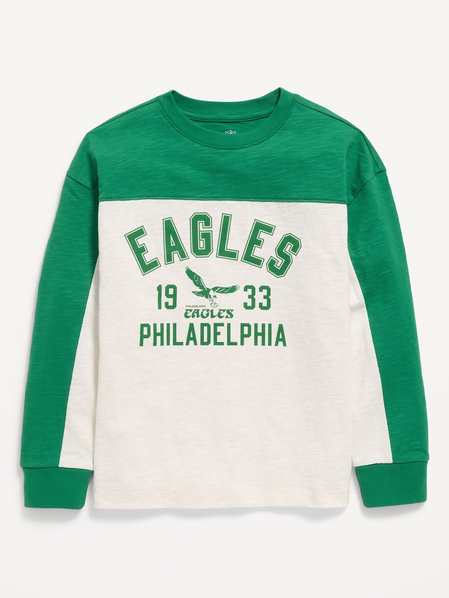 Philadelphia Eagles Long-Sleeve Oversized Graphic Football T-Shirt for Boys
