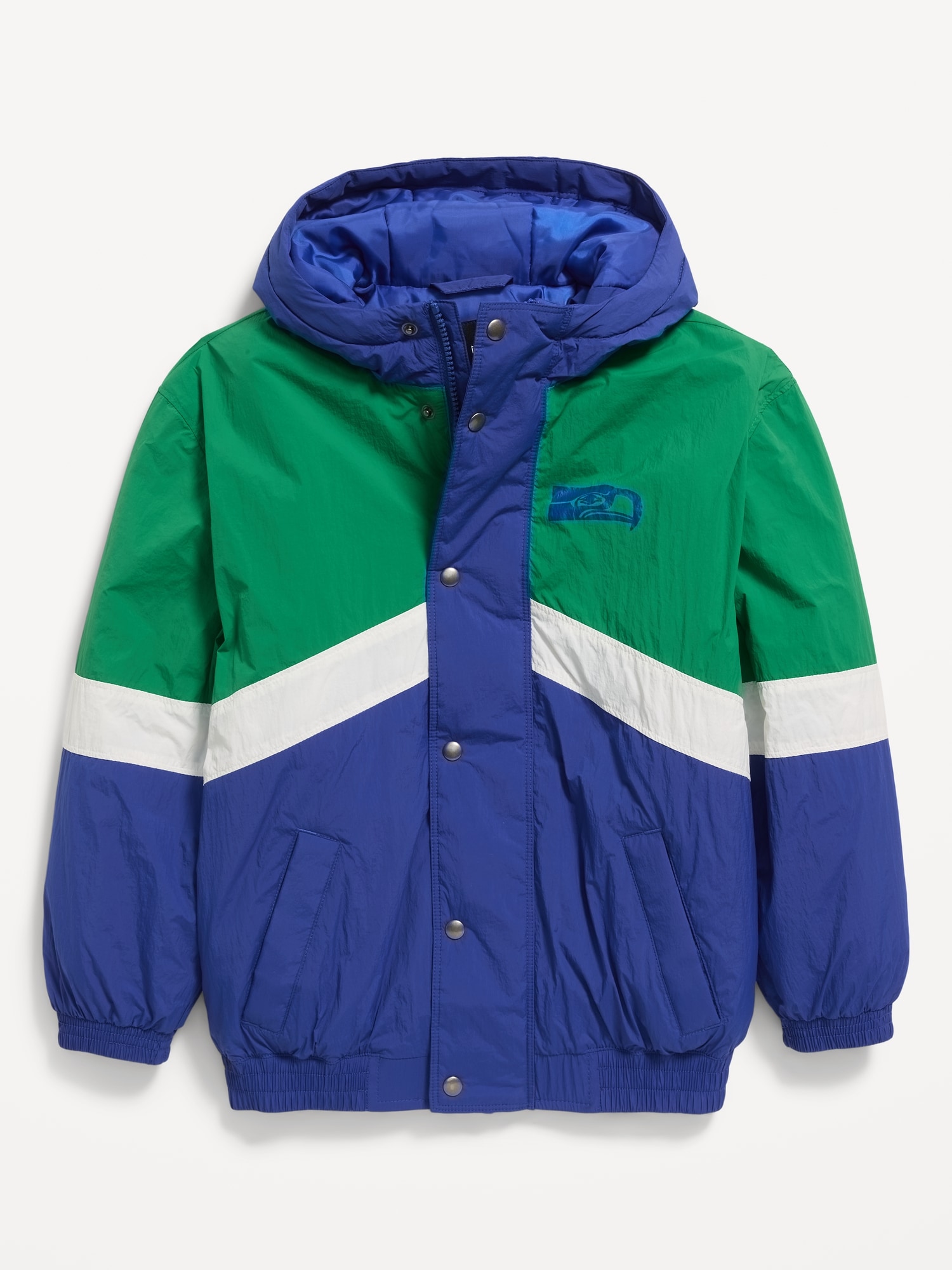 Seattle Seahawks Oversized Crinkled Hooded Jacket for Boys