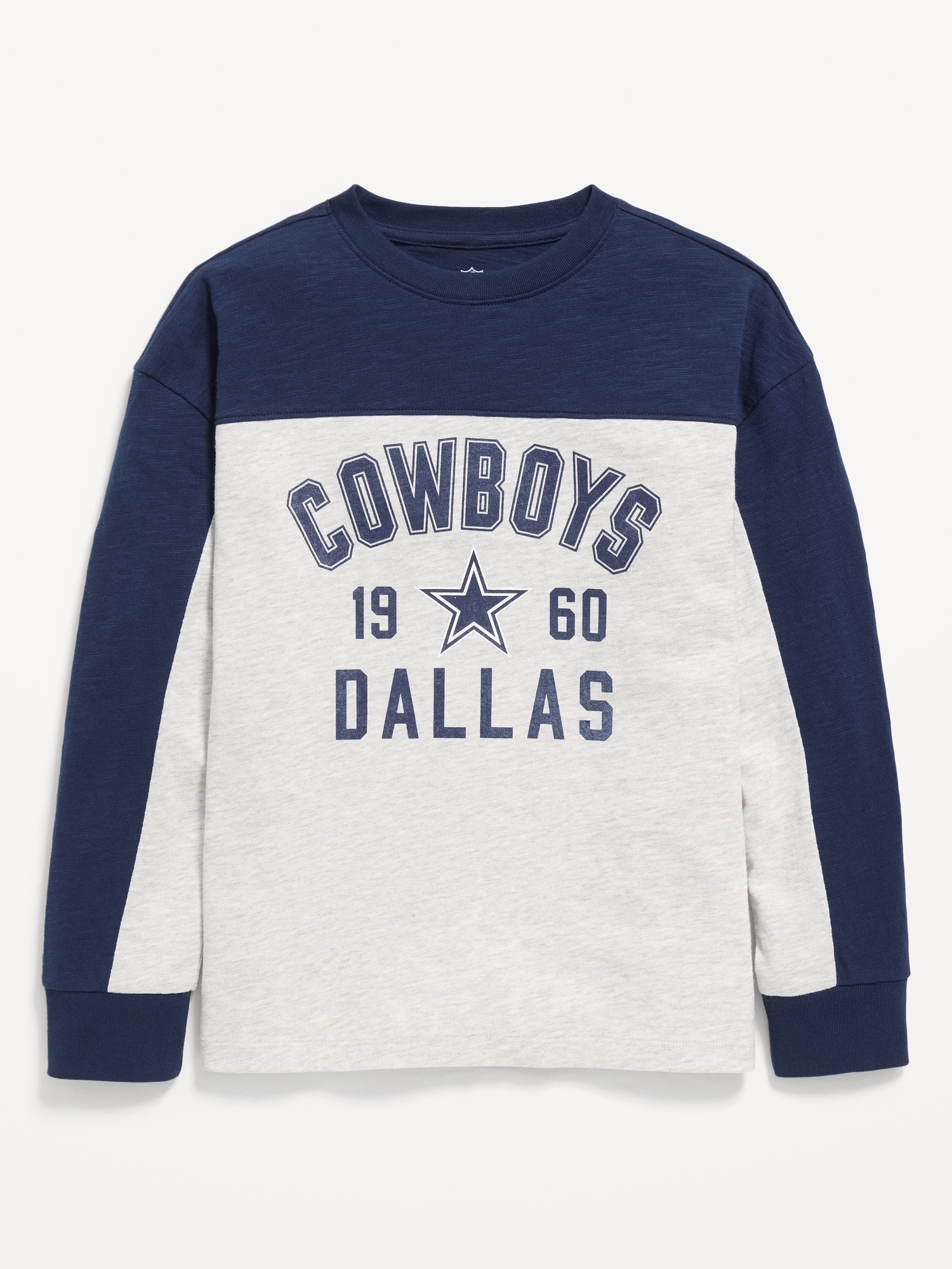 Dallas Cowboys Long-Sleeve Oversized Graphic Football T-Shirt for Boys