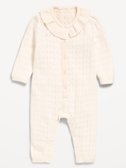 Pointelle-Knit Button-Front One-Piece for Baby