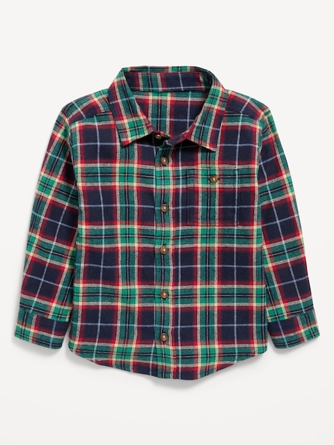 Long-Sleeve Plaid Flannel Shirt for Toddler Boys