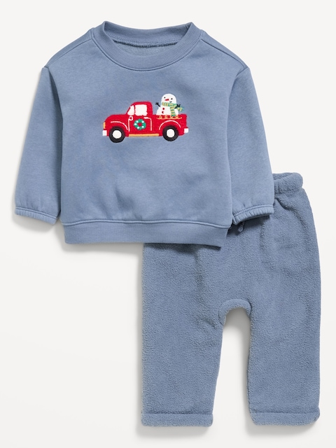 Cozy Graphic Sweatshirt and Pants Set for Baby