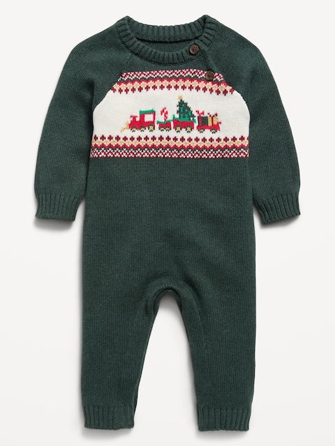 Long-Sleeve Fair Isle Sweater One-Piece for Baby