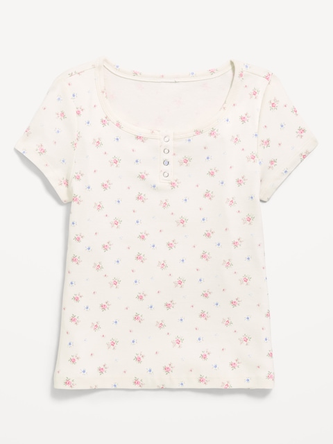 Short-Sleeve Henley Top for Girls