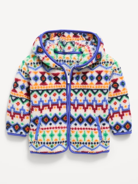 Oversized Hooded Sherpa Jacket for Toddler Boys