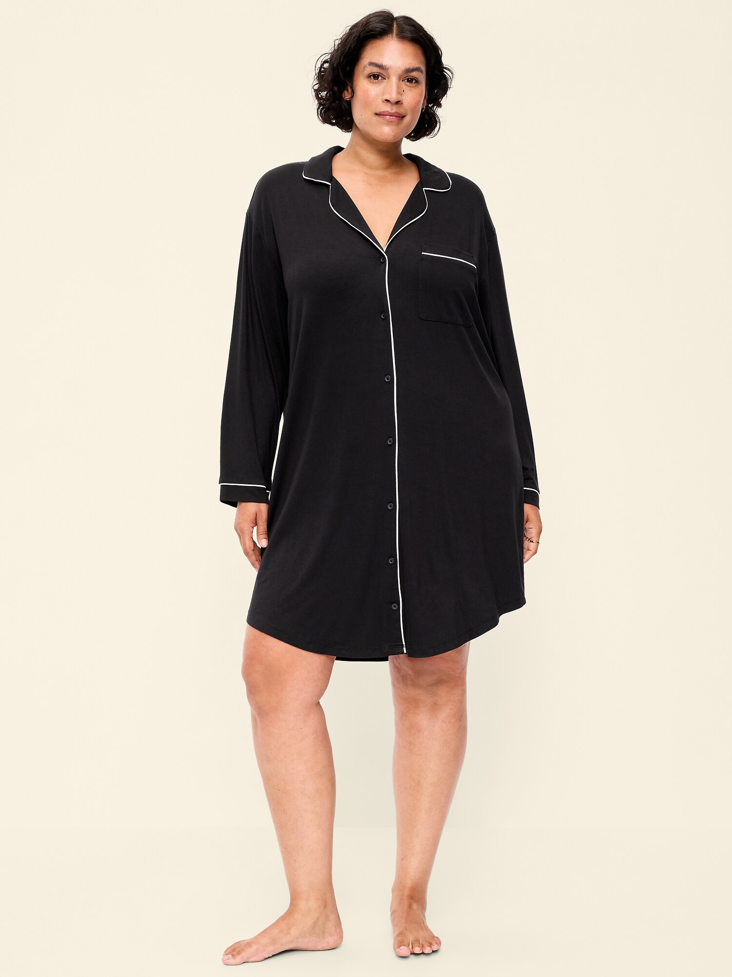 Женское платье Old Navy Knit Jersey Sleep Dress, цвет: Чёрный — фото 3