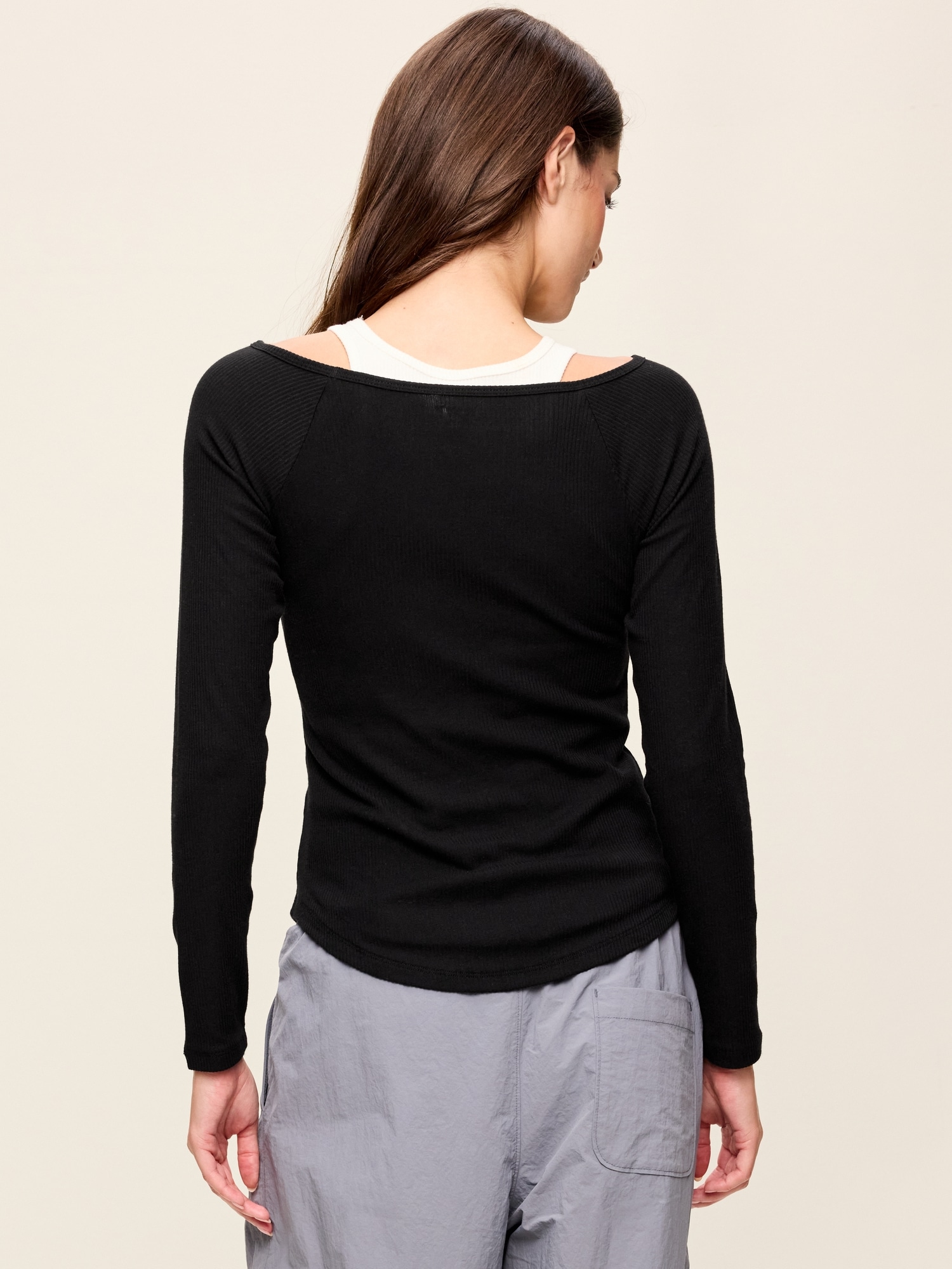 CloudLite Ribbed Long-Sleeve Boatneck Top