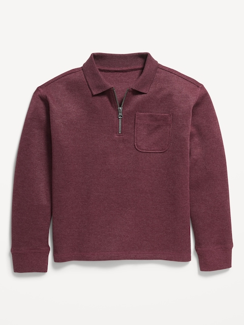 Collared Ribbed Quarter-Zip Sweater for Boys