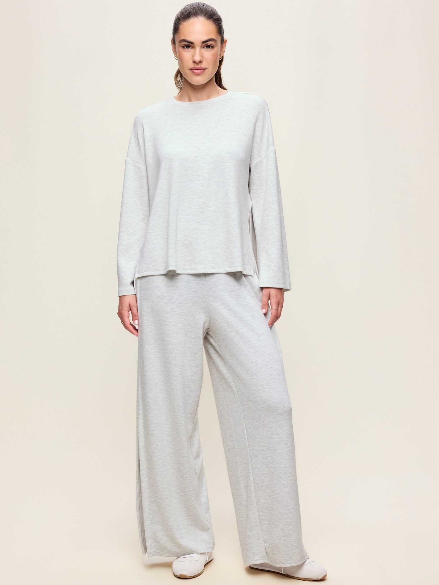 High-Waisted Bounce Lite Drapey Wide-Leg Pleated Pants