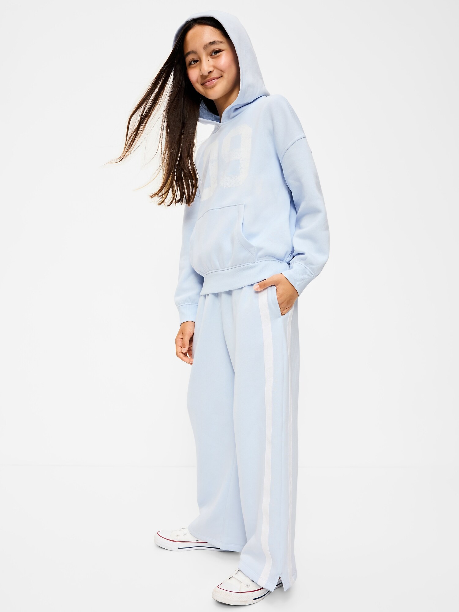 Брюки Old Navy Super Baggy Wide-Leg Retro Sweatpants для девочек, цвет: Contrail — фото 4