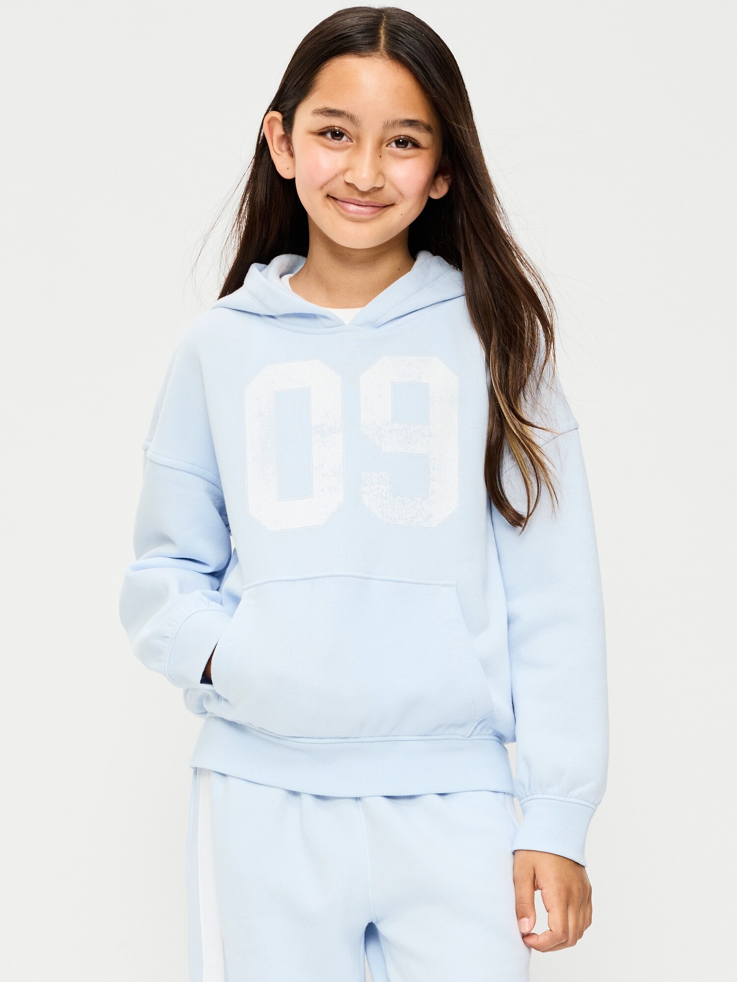 Худи Old Navy Oversized Graphic Pullover для девочек, цвет: Contrail