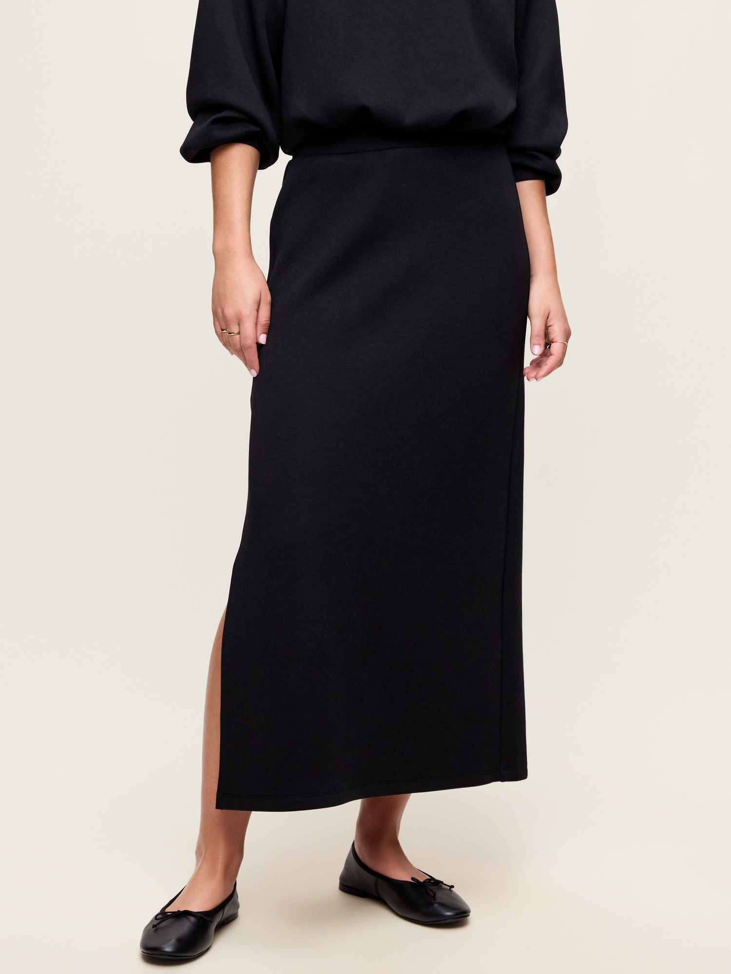 High-Waisted Bounce Fleece Maxi Skirt