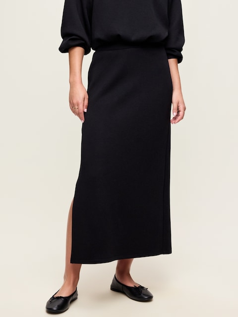High-Waisted Bounce Fleece Maxi Skirt