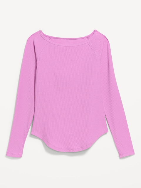 CloudLite Ribbed Long-Sleeve Boatneck Top