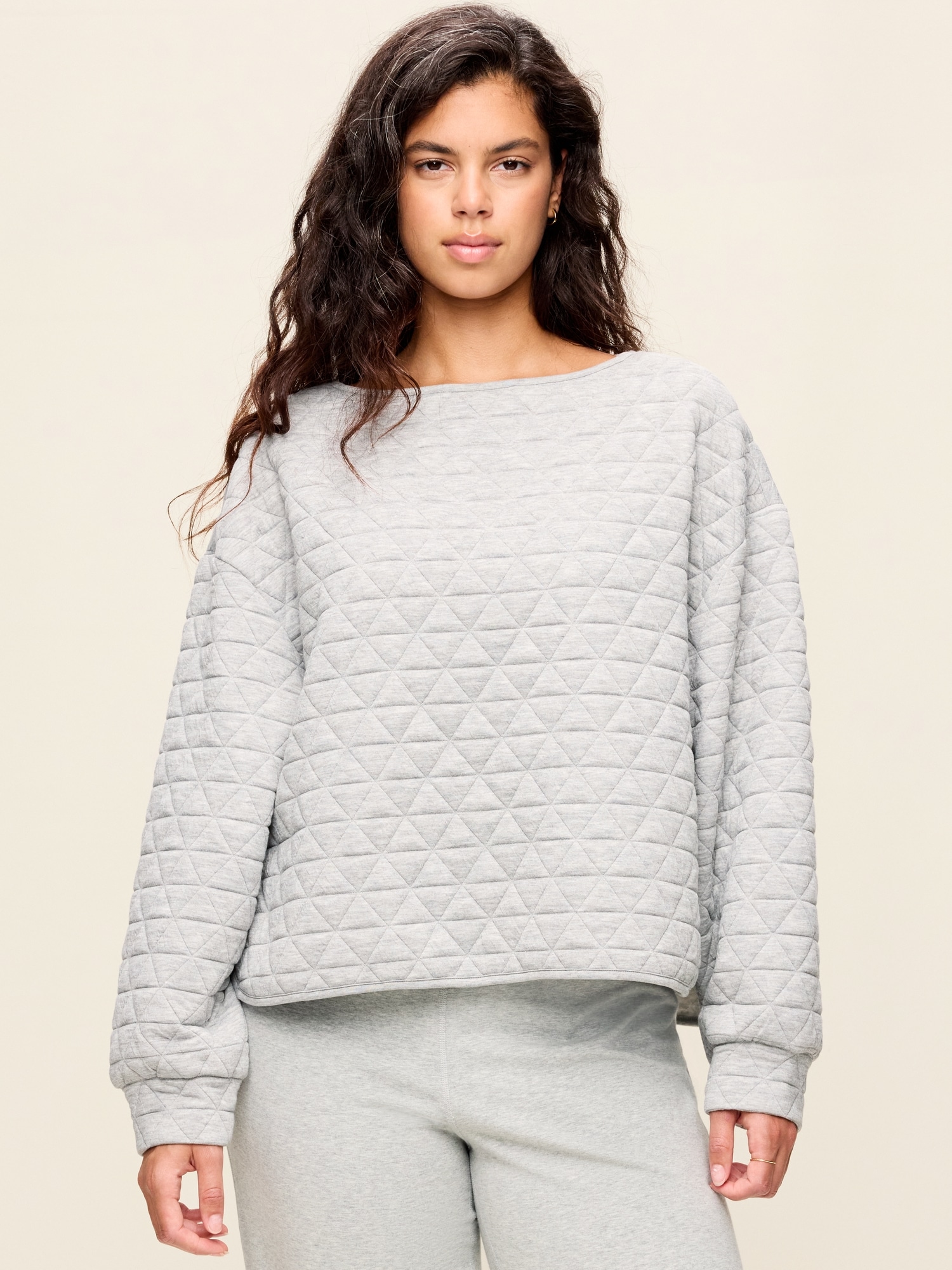 Quilted Bounce Fleece Boatneck Sweatshirt