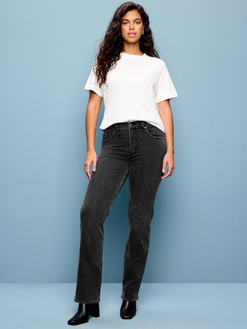 Mid-Rise Straight Leg Jeans