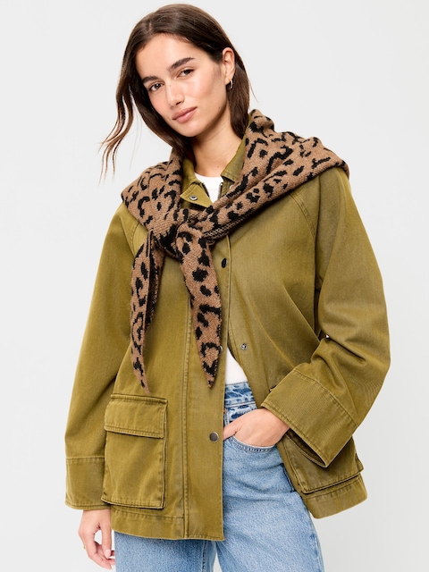 Oversized Rib-Knit Triangle Scarf