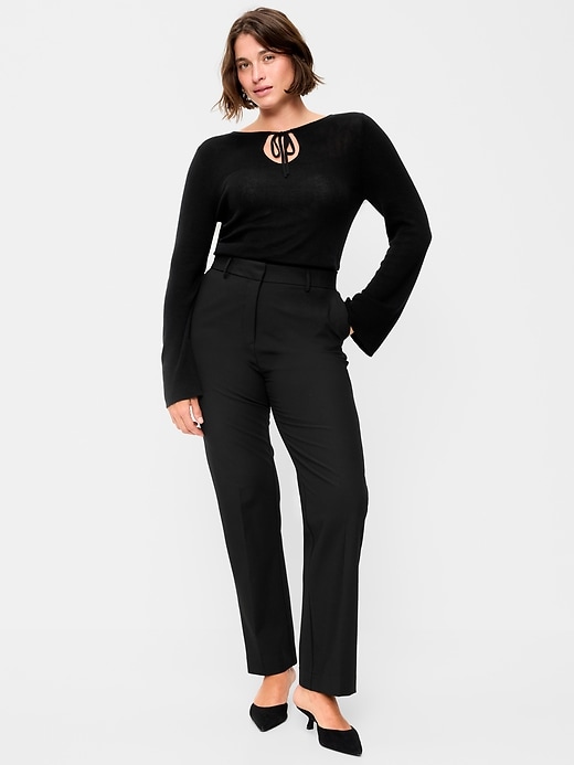 Extra High-Waisted Straight-Leg Twill Pants | Old Navy