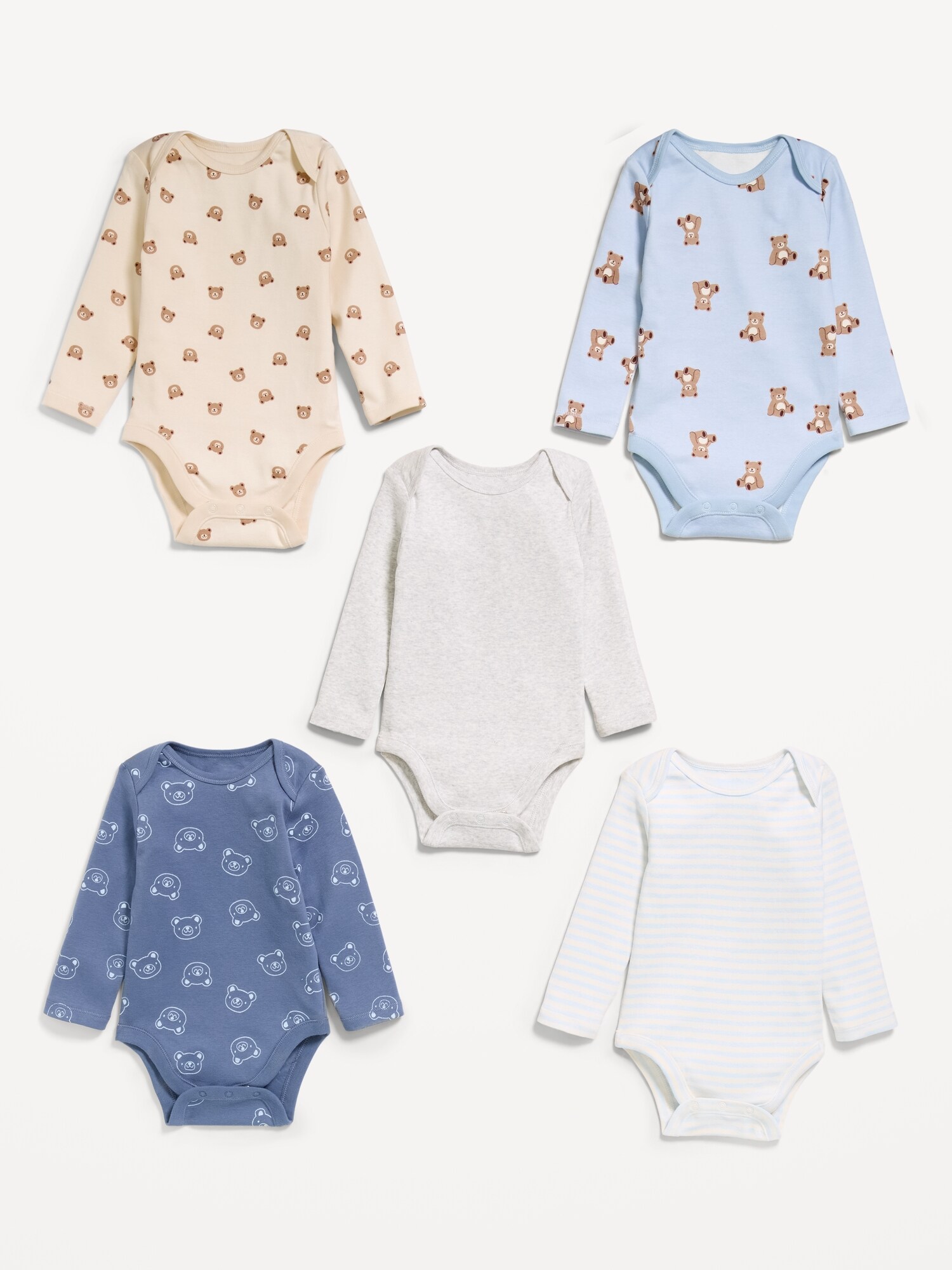 Боди для детей, длинный рукав, 5 шт. — Old Navy, цвет: Синий — фото 2