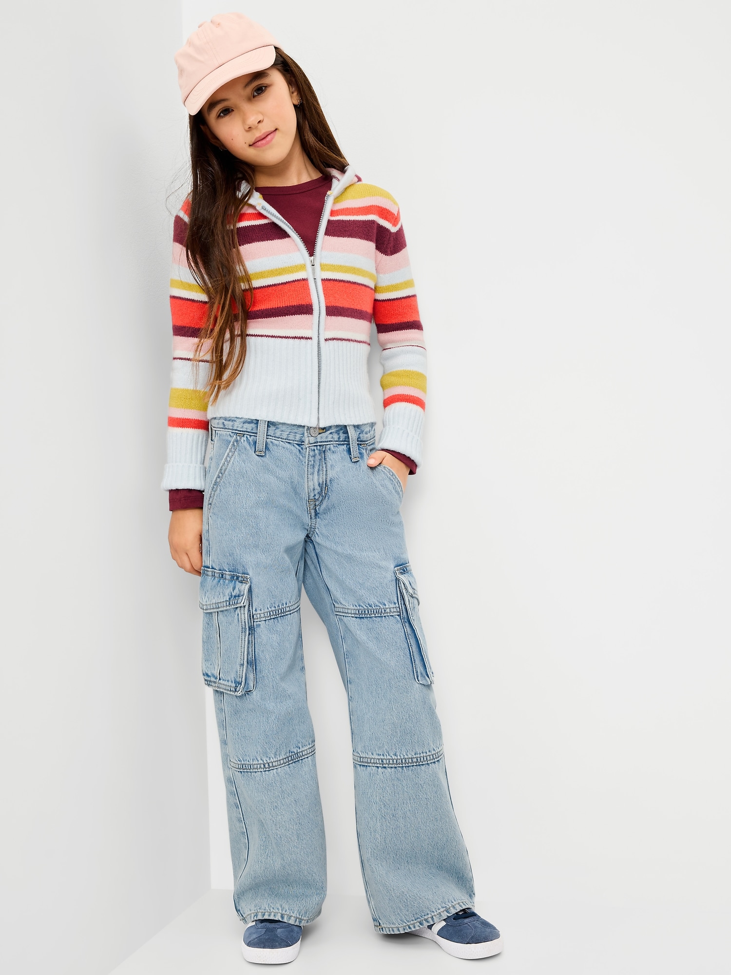 Low-Rise Super Baggy Wide-Leg Cargo Jeans for Girls