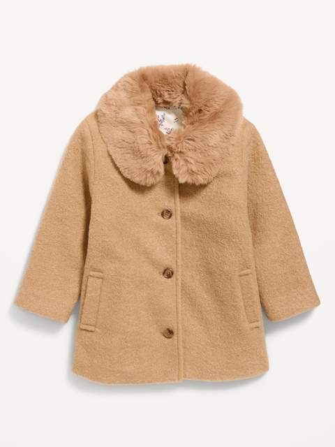 Faux-Fur Collar Coat for Toddler Girls
