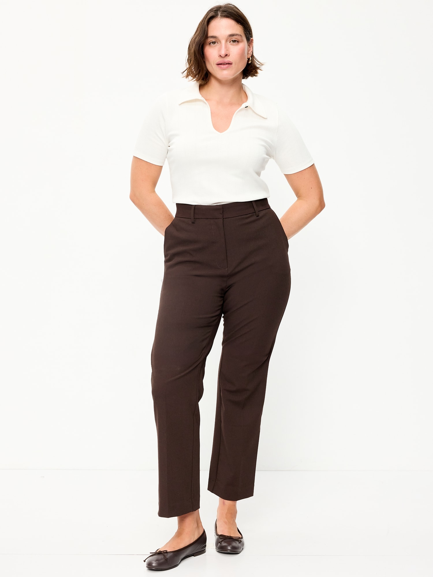 Extra High-Waisted Straight-Leg Twill Pants