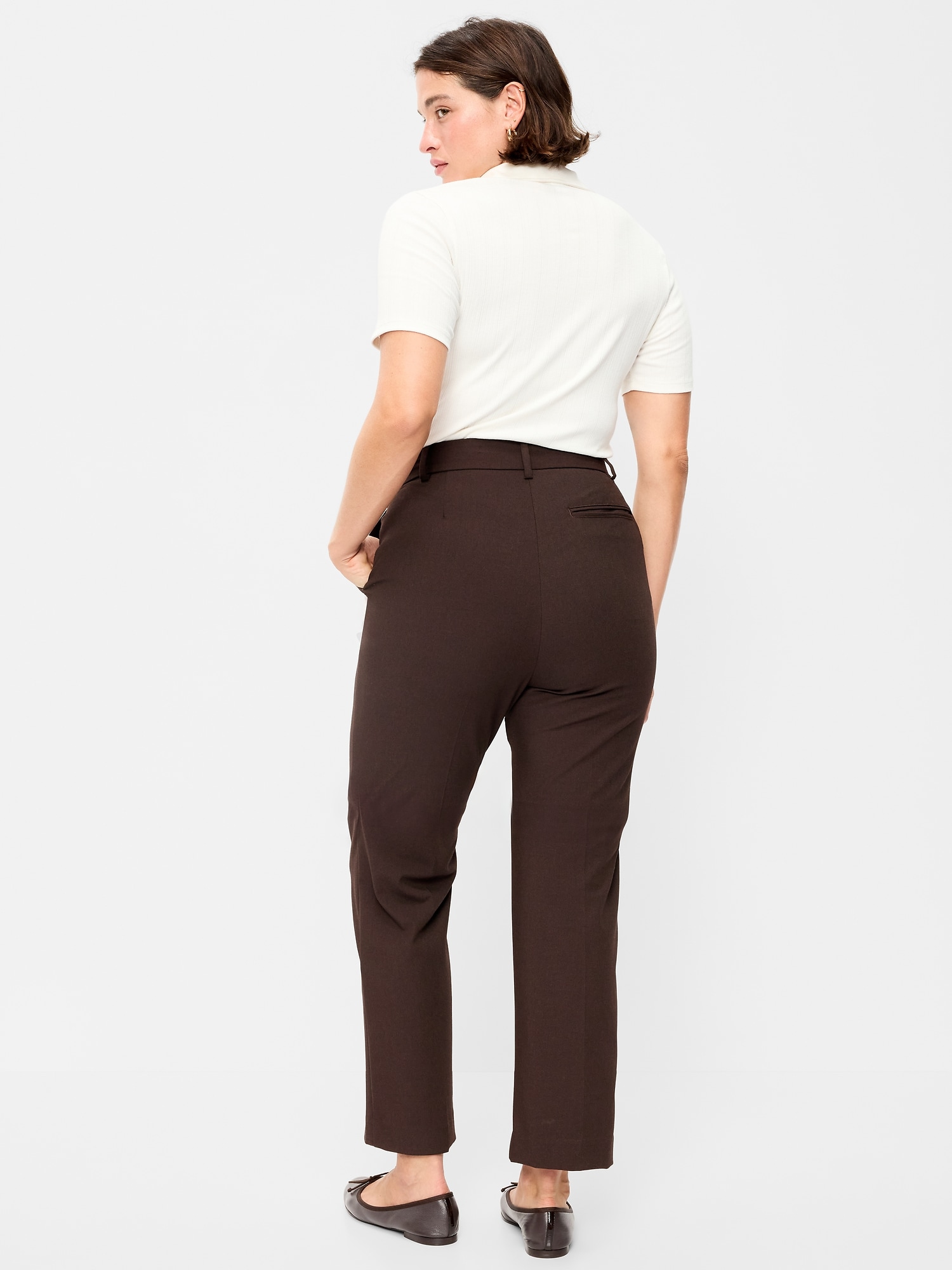 Extra High-Waisted Straight-Leg Twill Pants