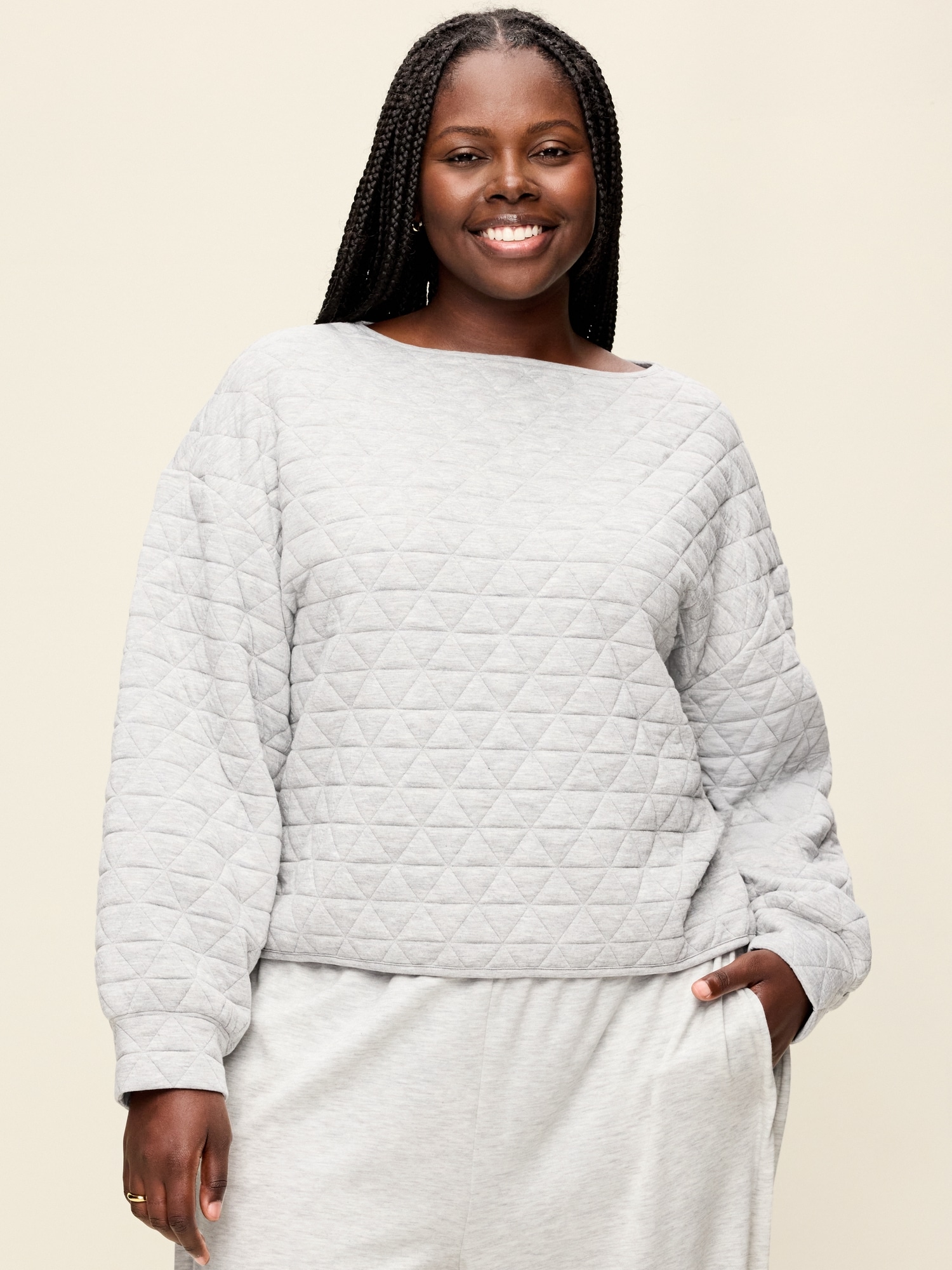 Quilted Bounce Fleece Boatneck Sweatshirt