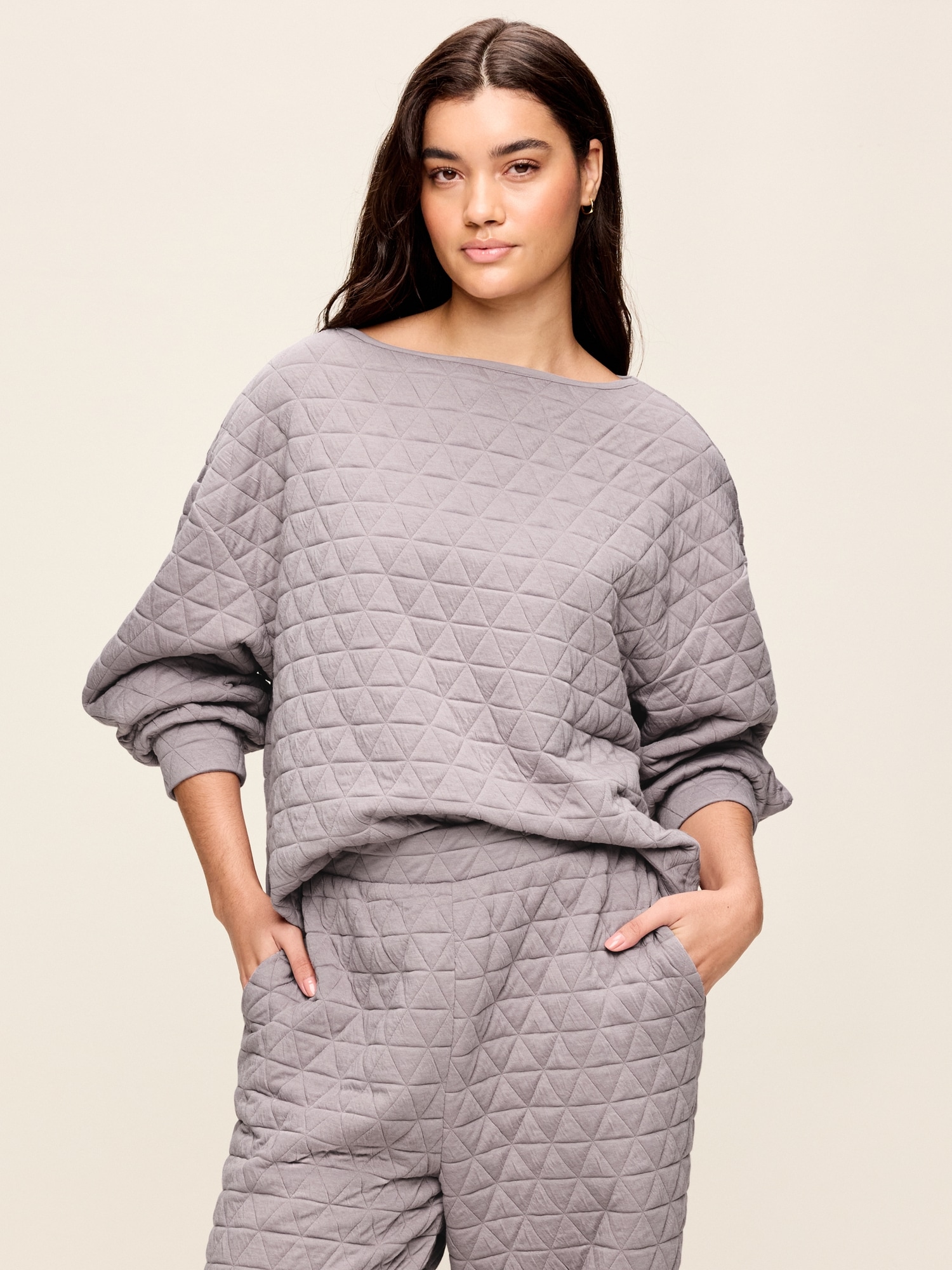 Quilted Bounce Fleece Boatneck Sweatshirt