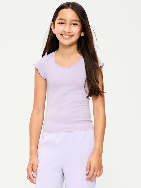 Fitted Seamless Ribbed Performance Top for Girls
