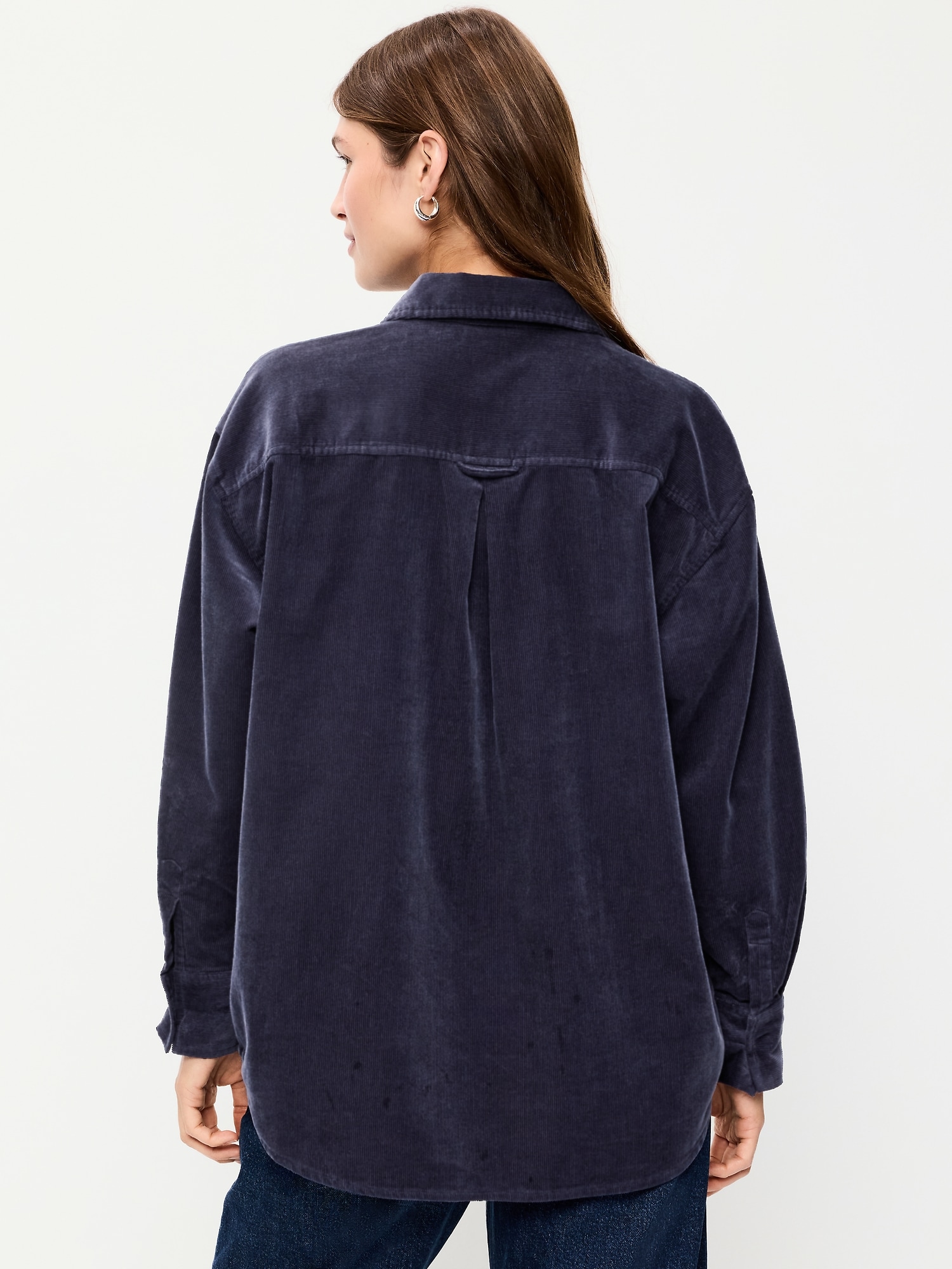 Oversized Boyfriend Button-Down Corduroy Shirt
