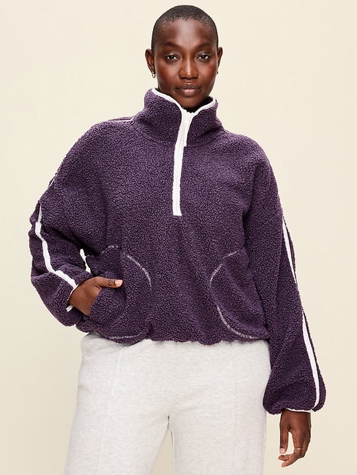 Loose Sherpa Quarter-Zip Pullover | Old Navy