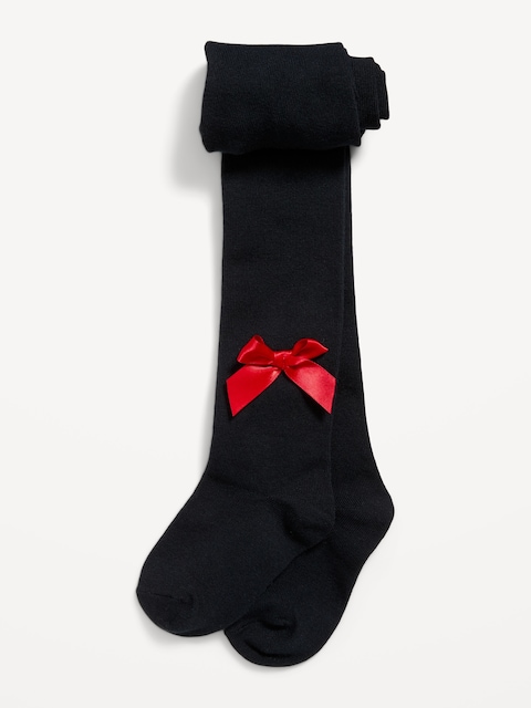 Soft-Knit Bow Tights for Toddler Girls