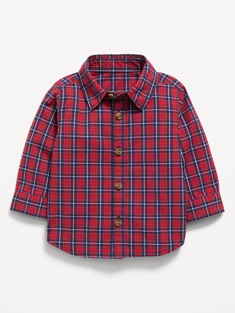 Long-Sleeve Plaid Poplin Shirt for Baby