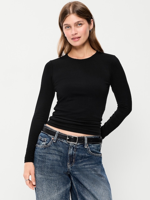Hug Double-Layer Crew-Neck Long-Sleeve Top