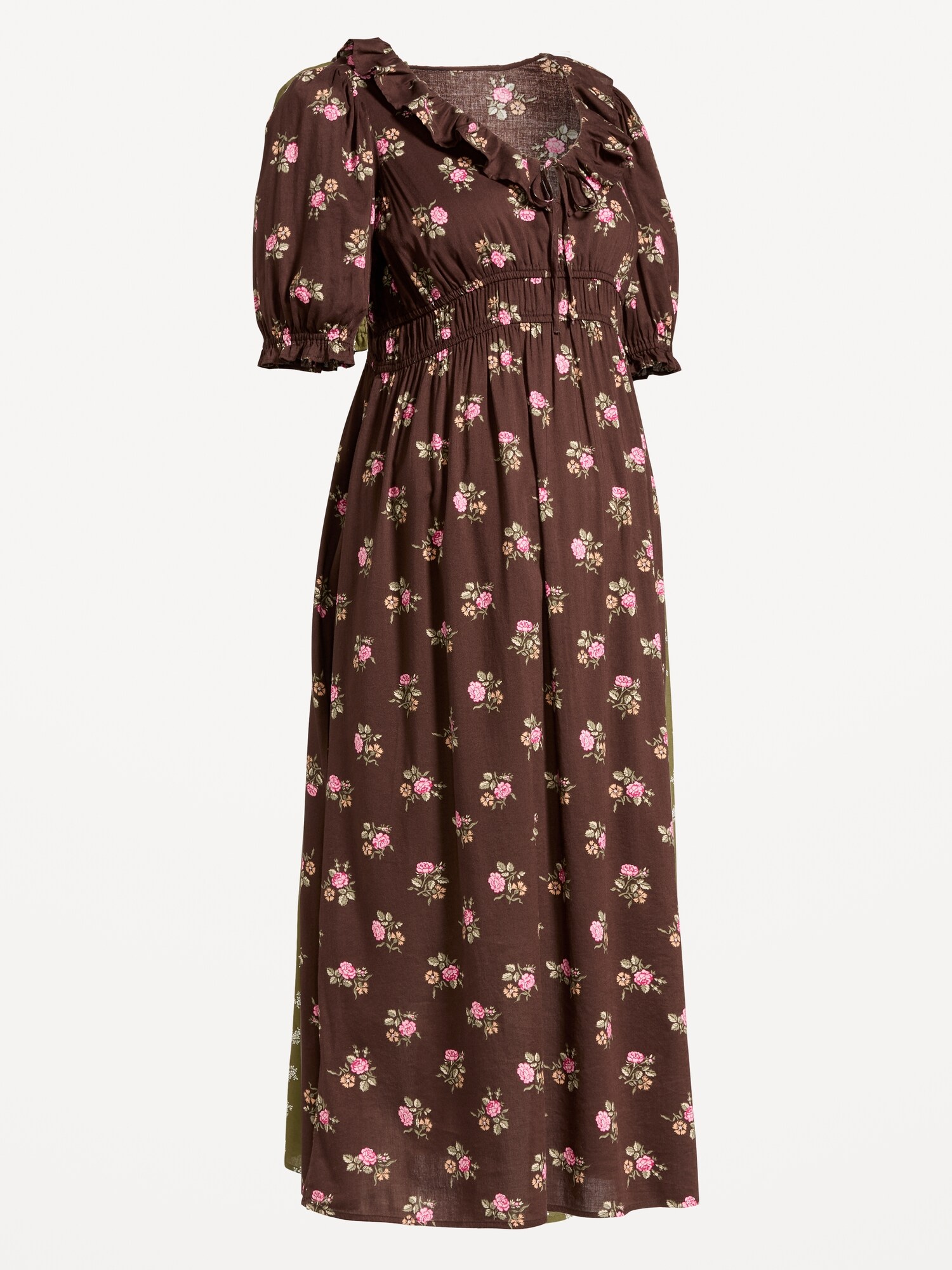 Женское платье Old Navy Maternity Puff-Sleeve Maxi, цвет: Коричневый с принтом — фото 2