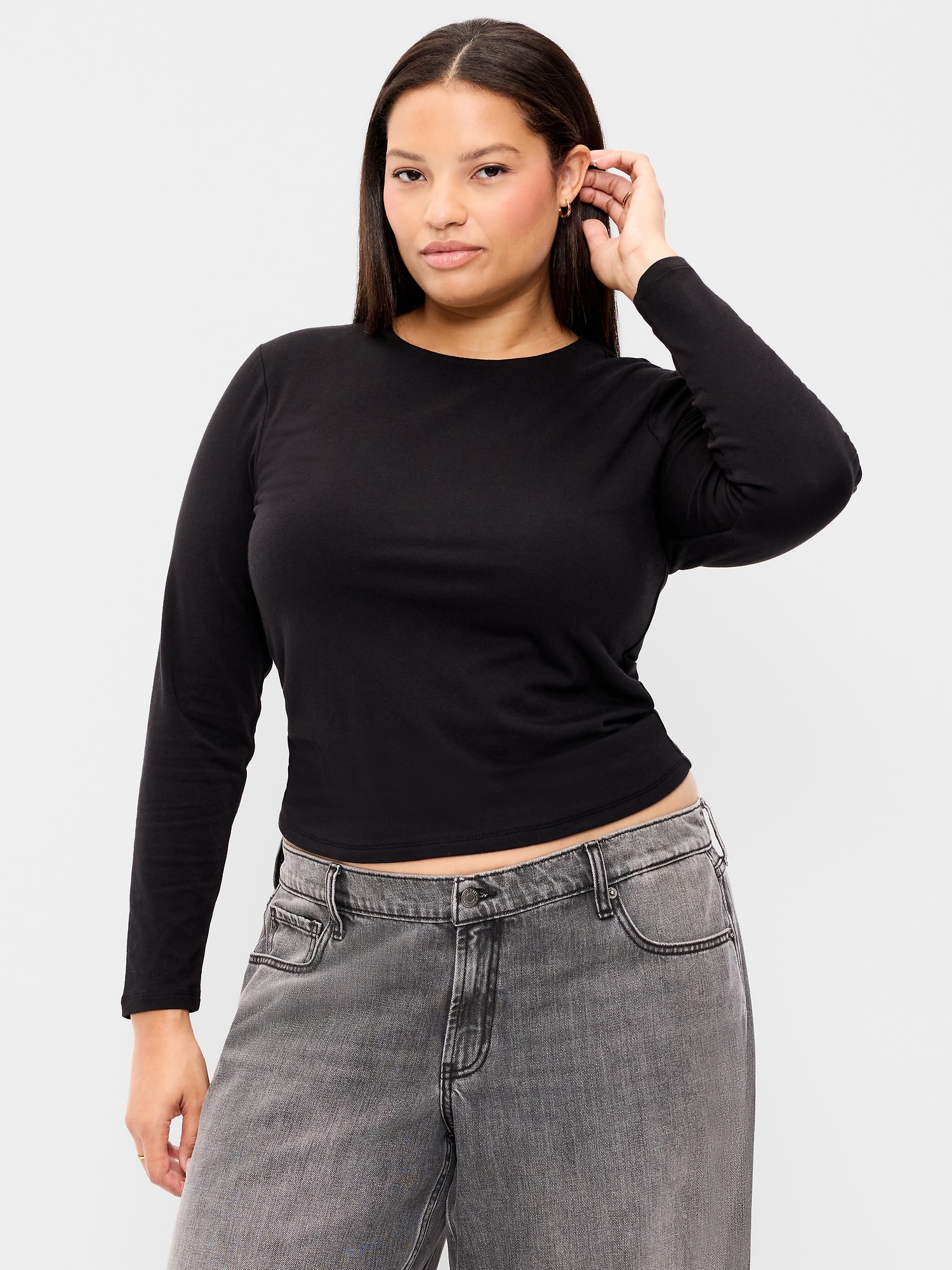 Hug Double-Layer Crew-Neck Long-Sleeve Top