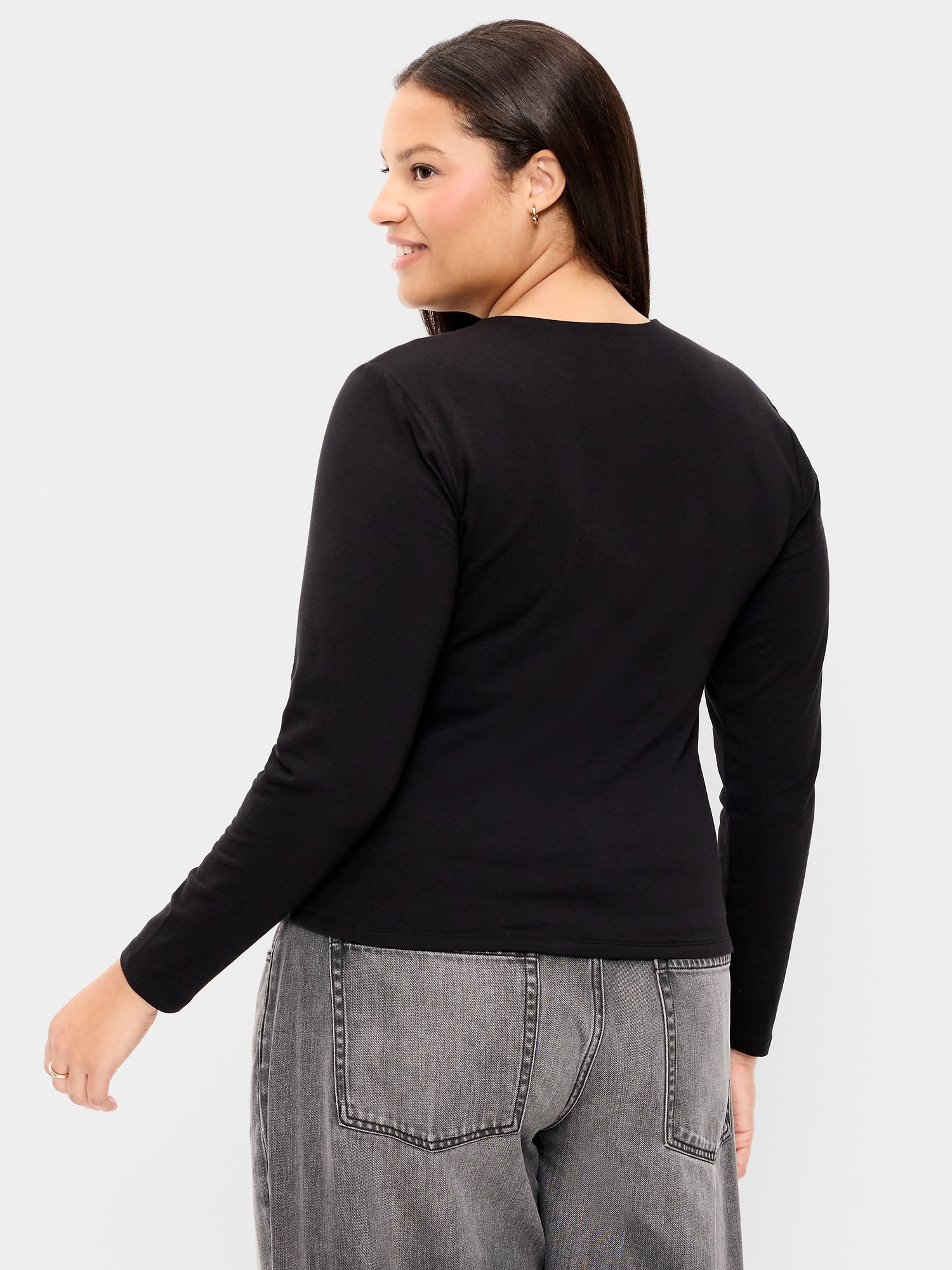 Hug Double-Layer Crew-Neck Long-Sleeve Top