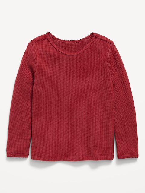 Long-Sleeve Waffle Knit T-Shirt for Toddler Girls